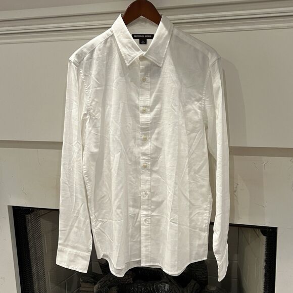 Michael Kors Men's Slim Fit Stretch Cotton Dress Shirt White Size M Classic $128 - Picture 1 of 12